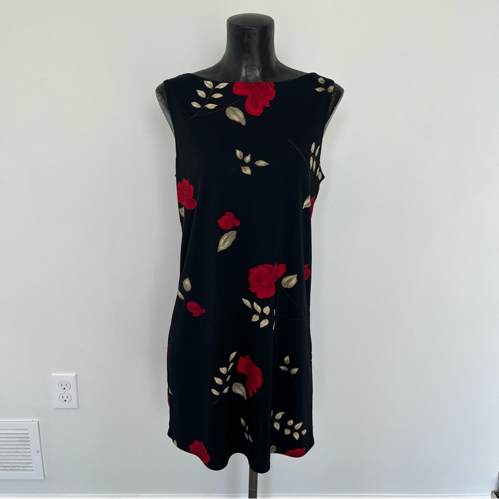 black floral rose dress